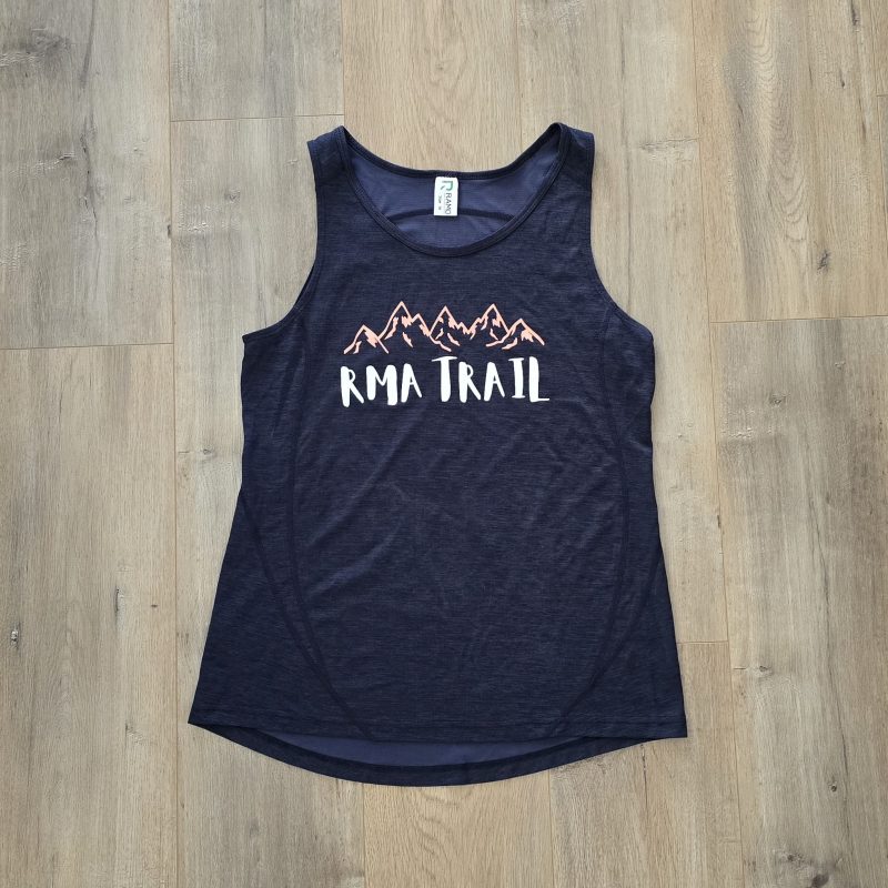 RMA Trail Tech singlet. Navy, Pink and Teal Marle. - Image 3