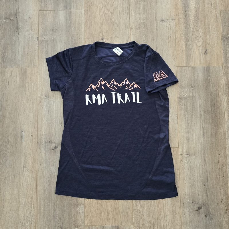 RMA Trail Tech tshirt. Navy, Pink and Teal Marle. - Image 4