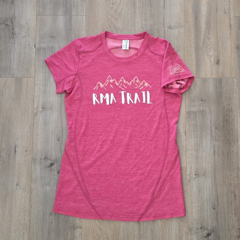 RMA Trail Tech tshirt. Navy, Pink and Teal Marle. - Image 3